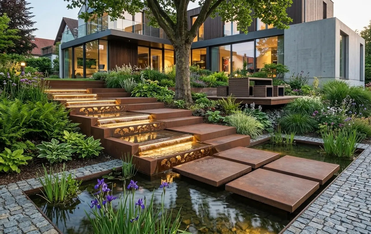 Custom Corten Steel Garden Steps