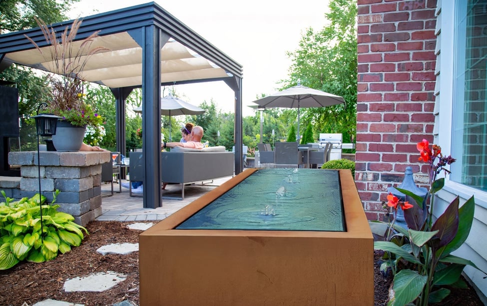 Mystic Flow Water Feature - Contemporary Corten Steel for Serene Outdoor Spaces