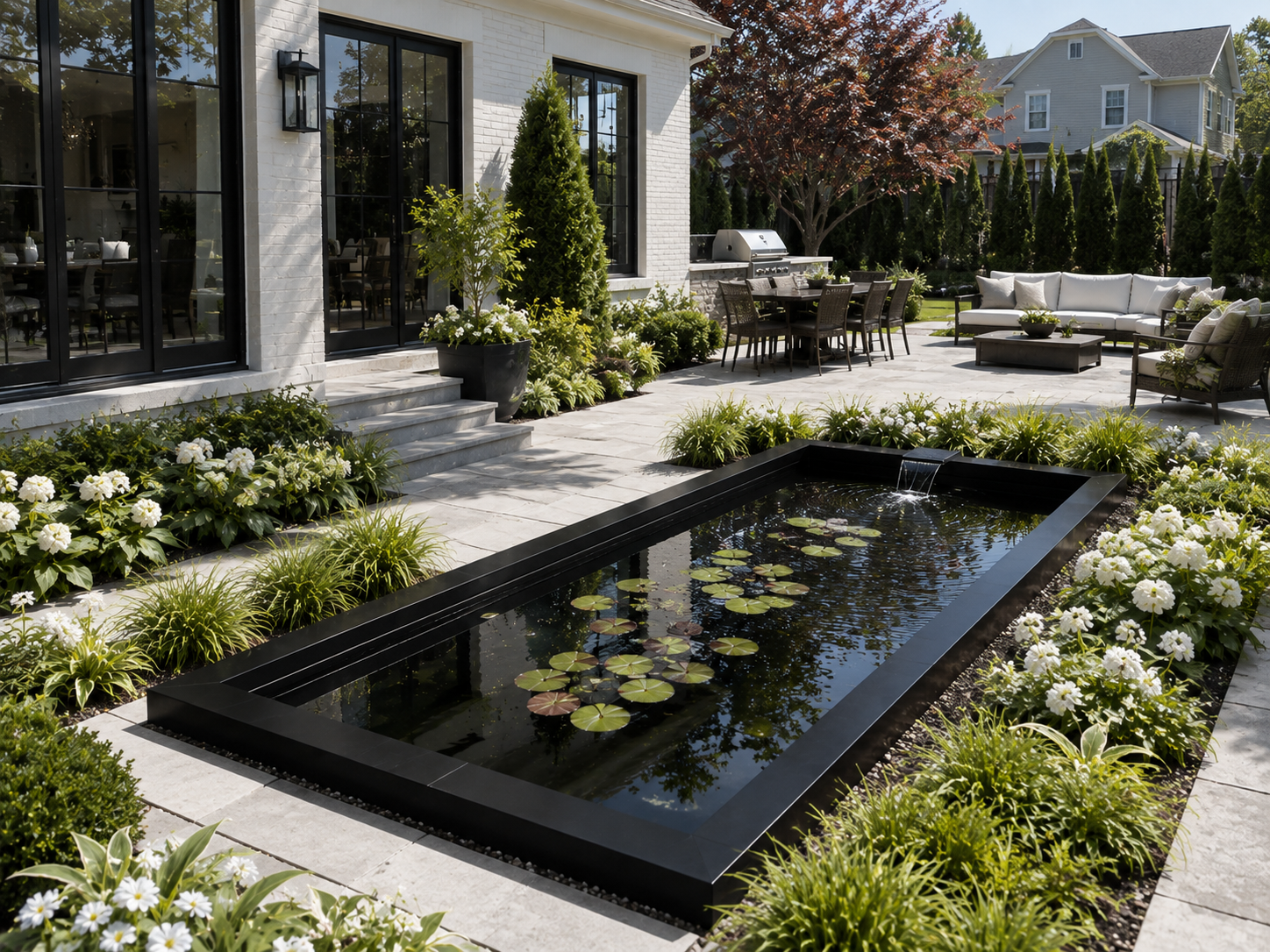 Modern Steel Pond & Outdoor Water Feature – Corten, Black or Stainless