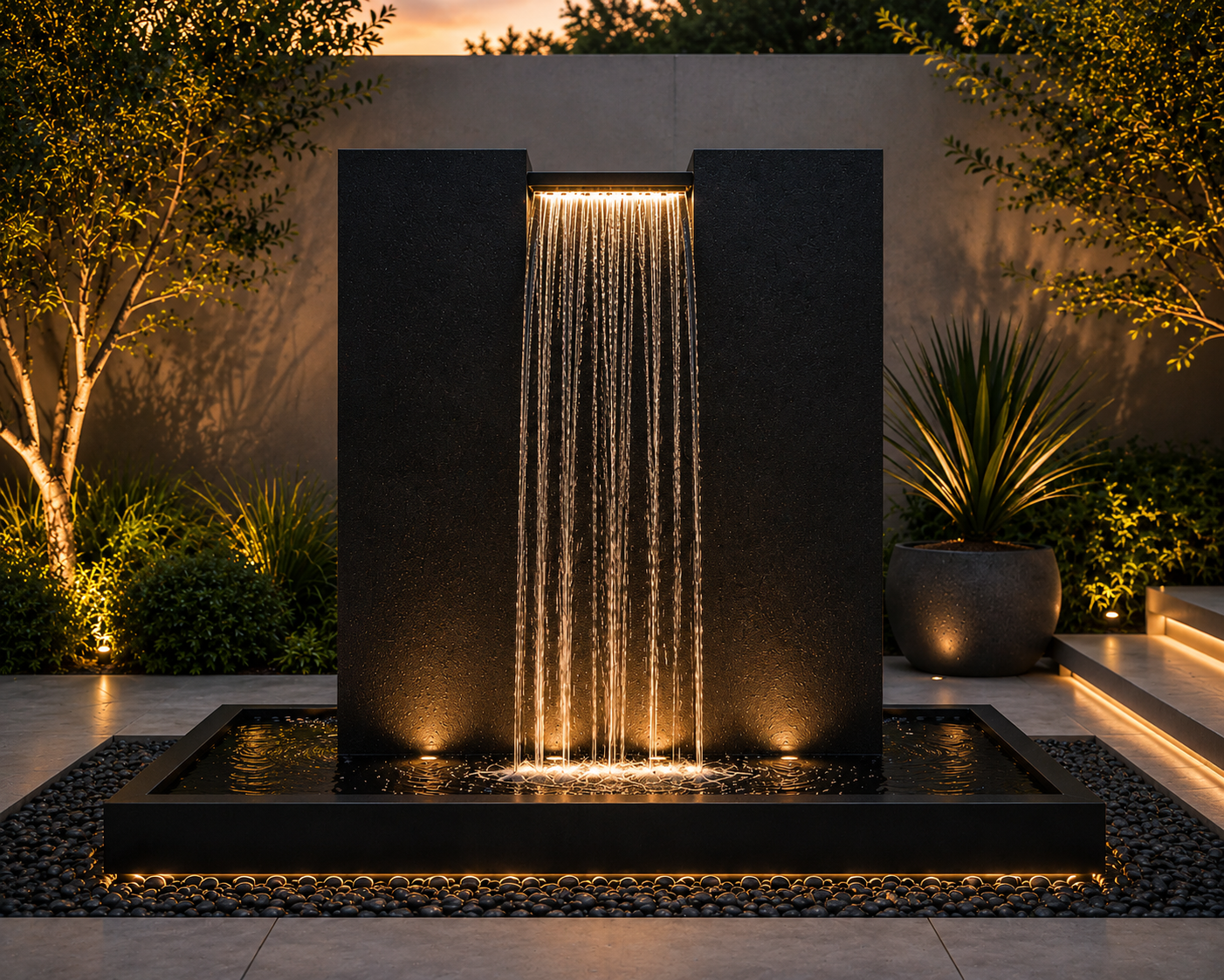 Modern Cascade Monolith™ – Exclusive Contemporary Corten Steel Water Feature by H&P Building