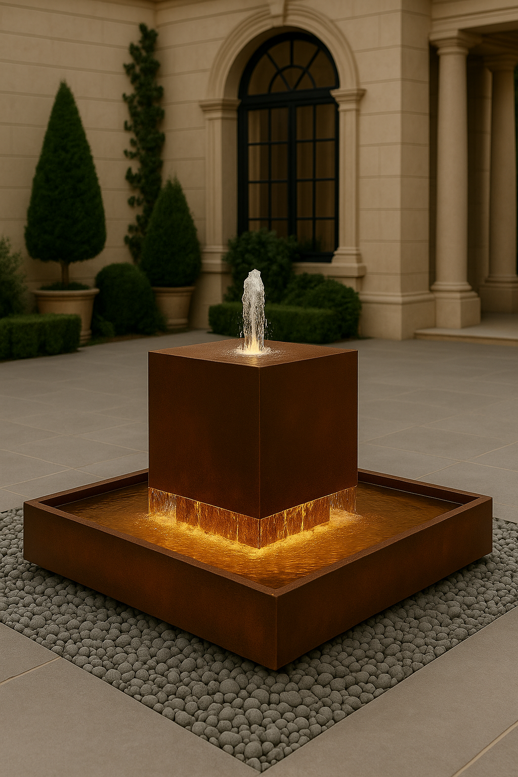 Ember Basin Water Feature - Contemporary Corten Steel for Outdoor Elegance