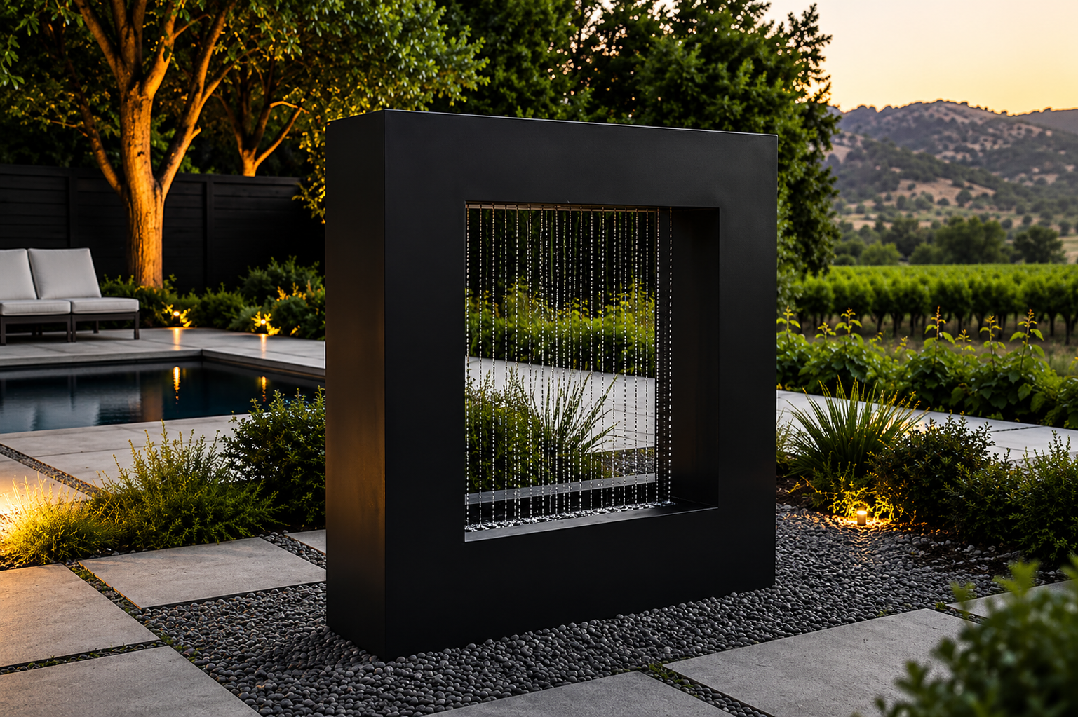 Aura Cascade Water Feature - Mesmerizing Powder Coated Steel for Outdoor Luxury