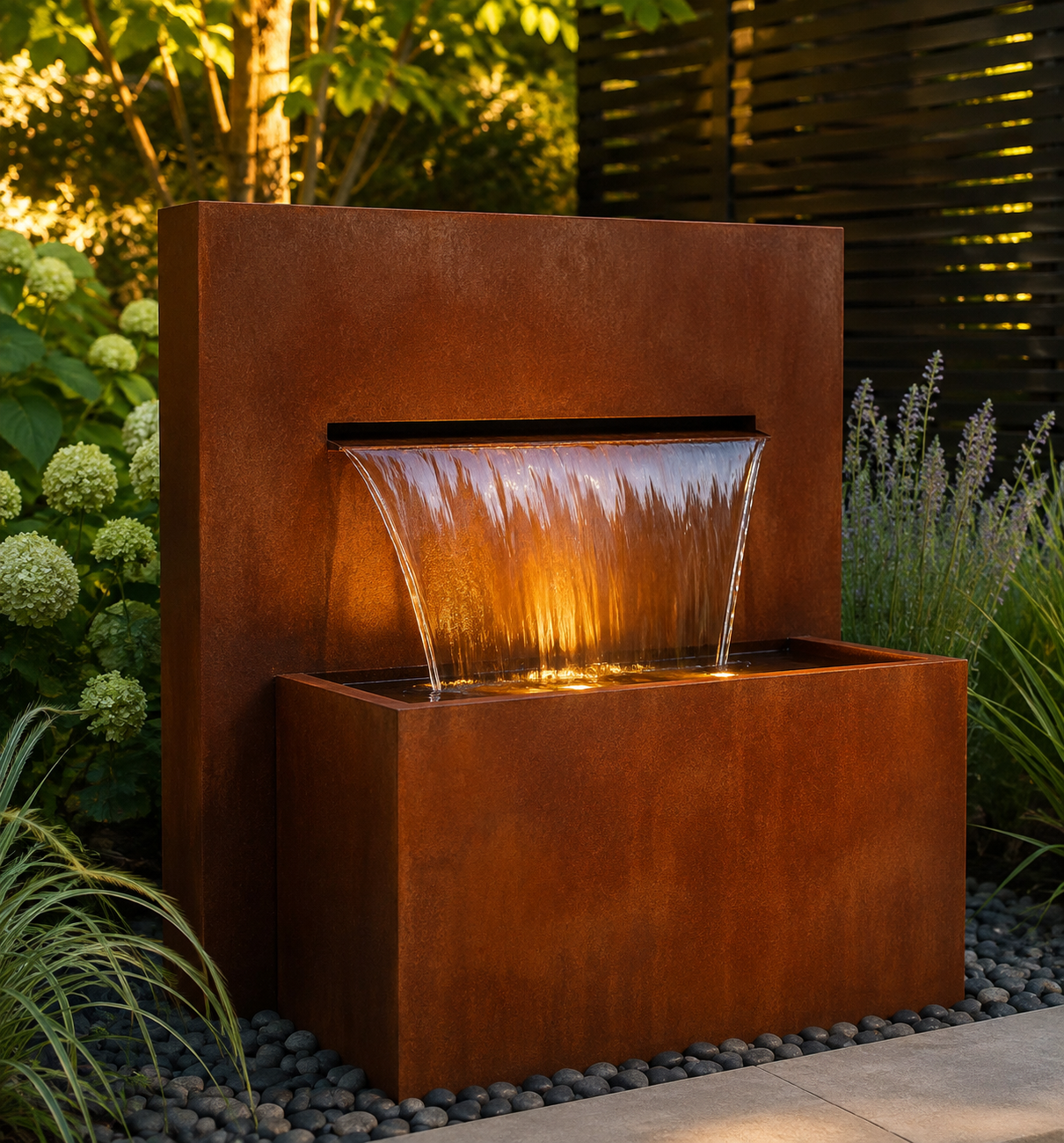Horizon Cascade Water Feature - Corten Steel Elegance for Outdoor Serenity