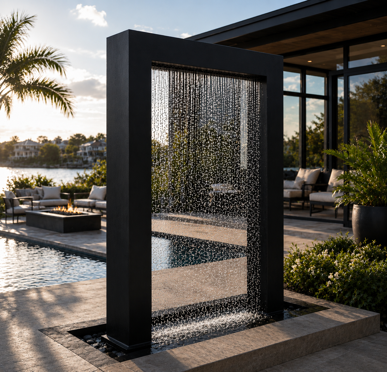 Verdant Veil Water Feature - Elegant Corten Steel for Outdoor Luxury