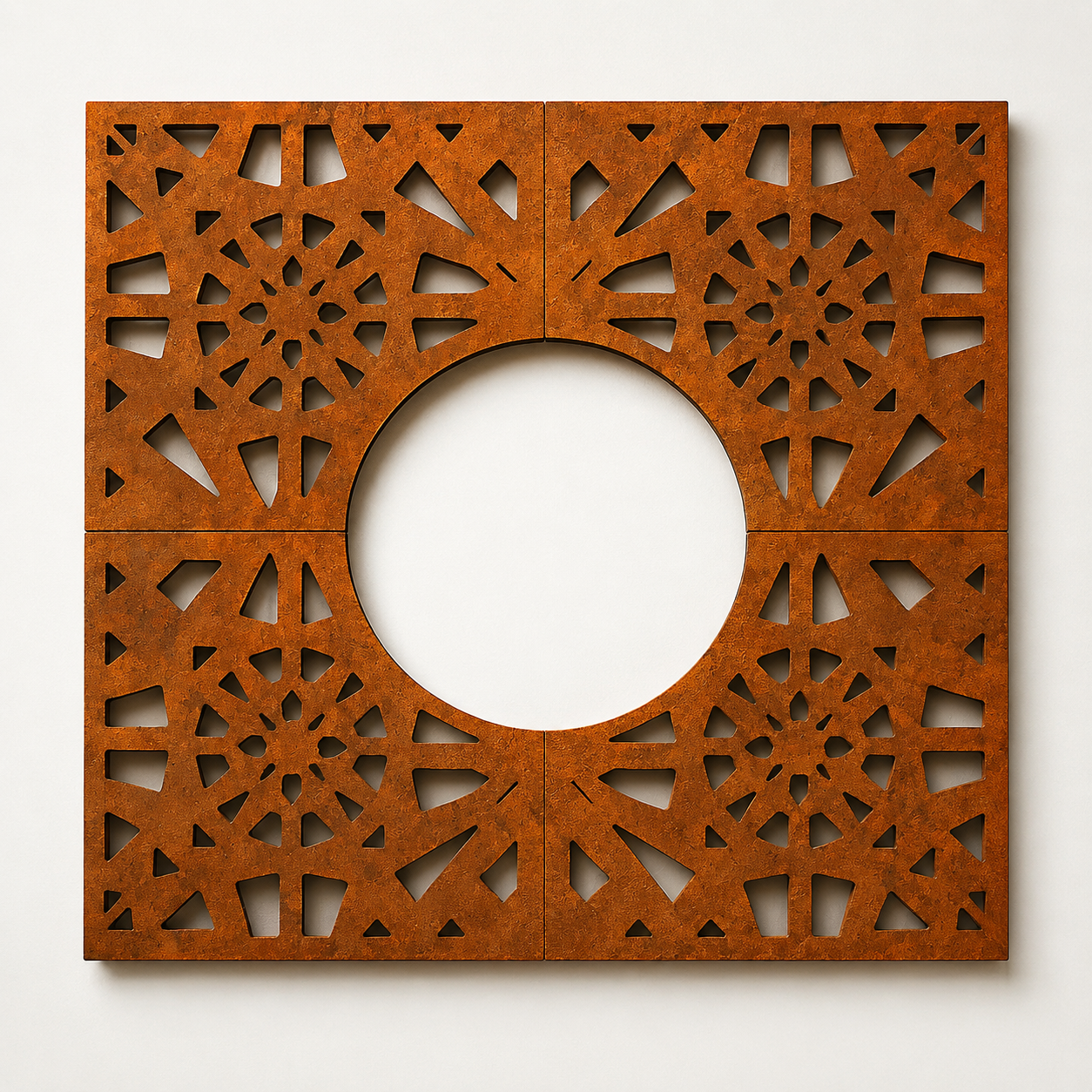 Modern Trapezoidal Corten Steel Tree Grate | Leaf Design Tree Guard for Sidewalks & Urban Landscaping