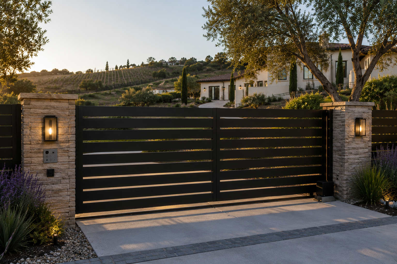 Modern Aluminum Driveway Gate | Luxury Horizontal Slat Gate | Made in USA