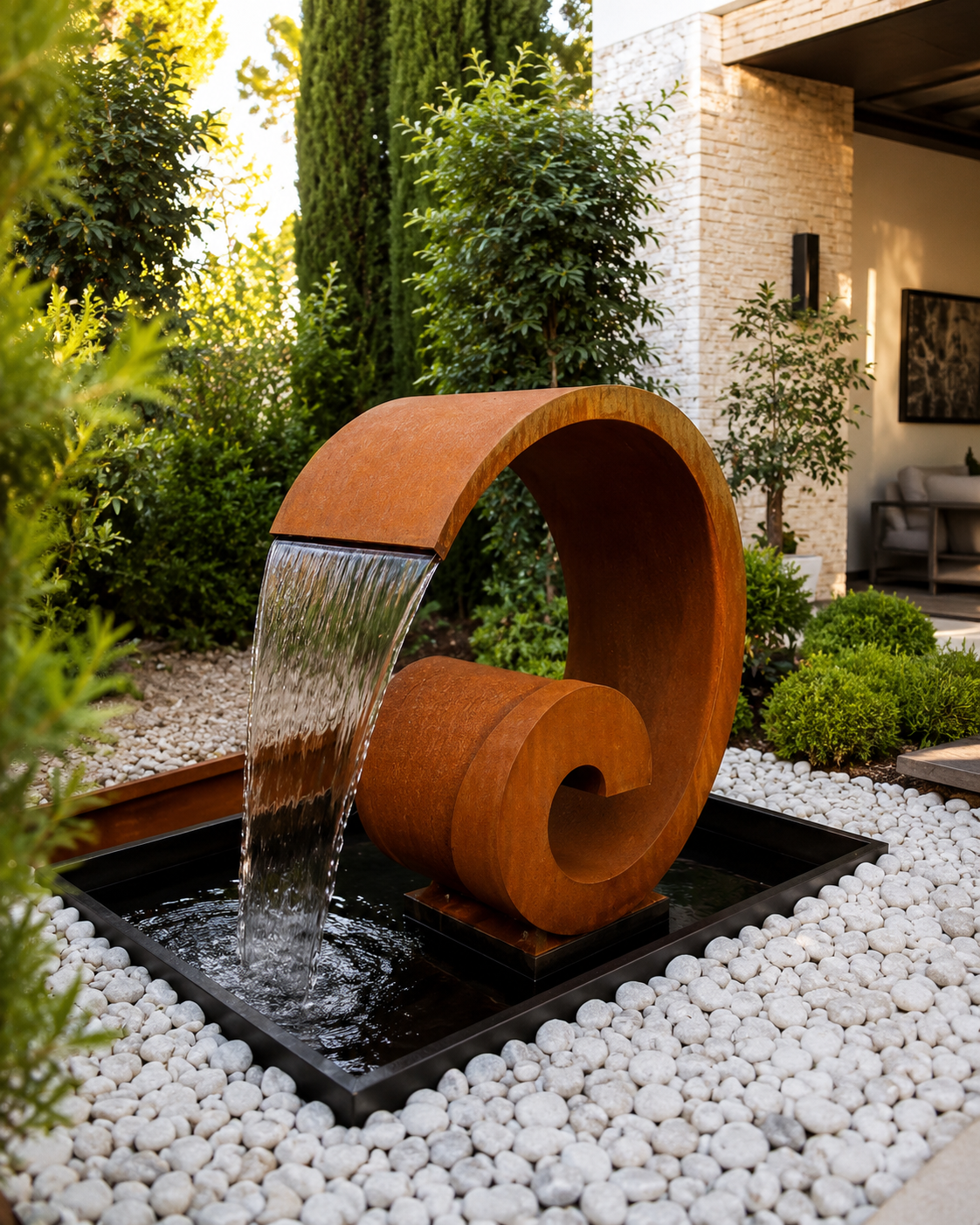 Timeless Stream Water Feature - Elegant Corten Steel for Outdoor Relaxation
