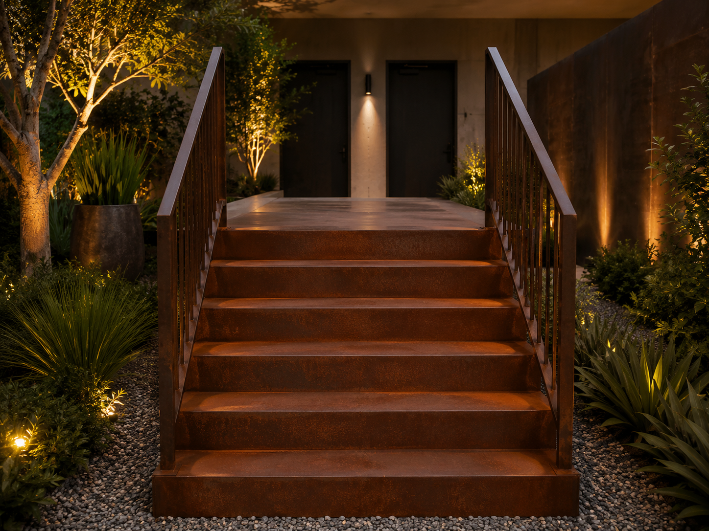 Custom Corten Steel Stairs | Modern Outdoor Staircase | Architectural Steel Steps