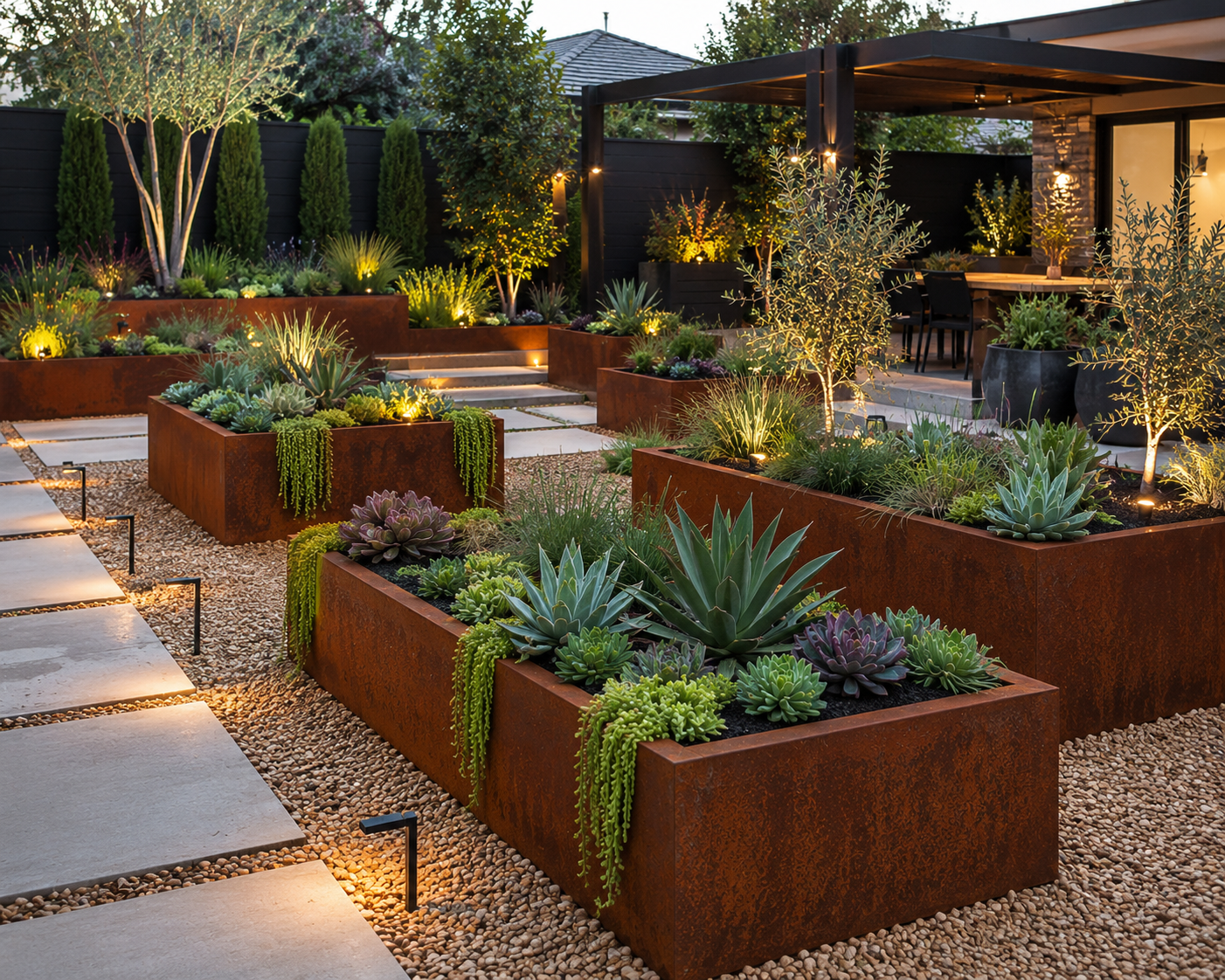 Modern Corten Steel Raised Garden Bed – Durable, Rust-Patina Planter Box USA-Made