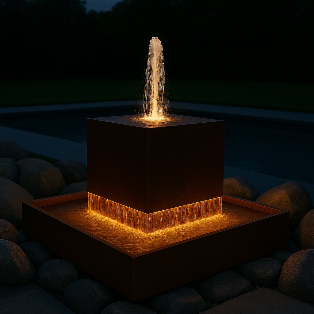 Ember Basin Water Feature - Contemporary Corten Steel for Outdoor Elegance