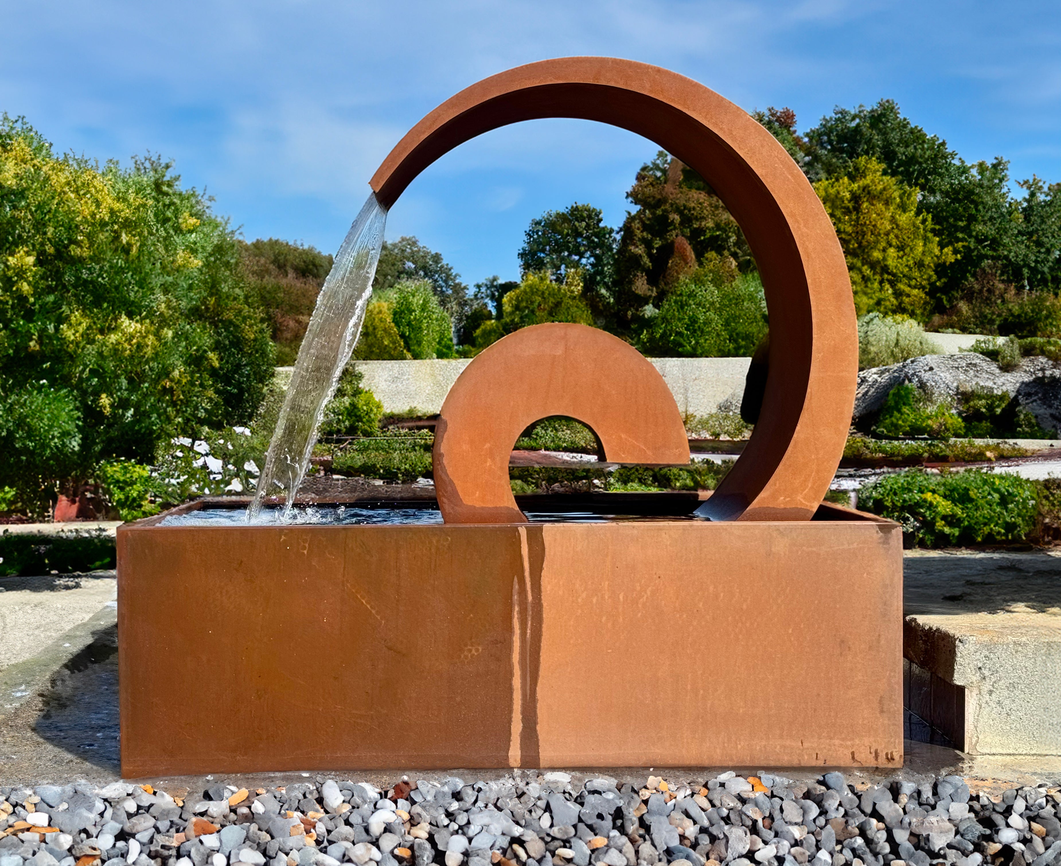 Timeless Stream Water Feature - Elegant Corten Steel for Outdoor Relaxation