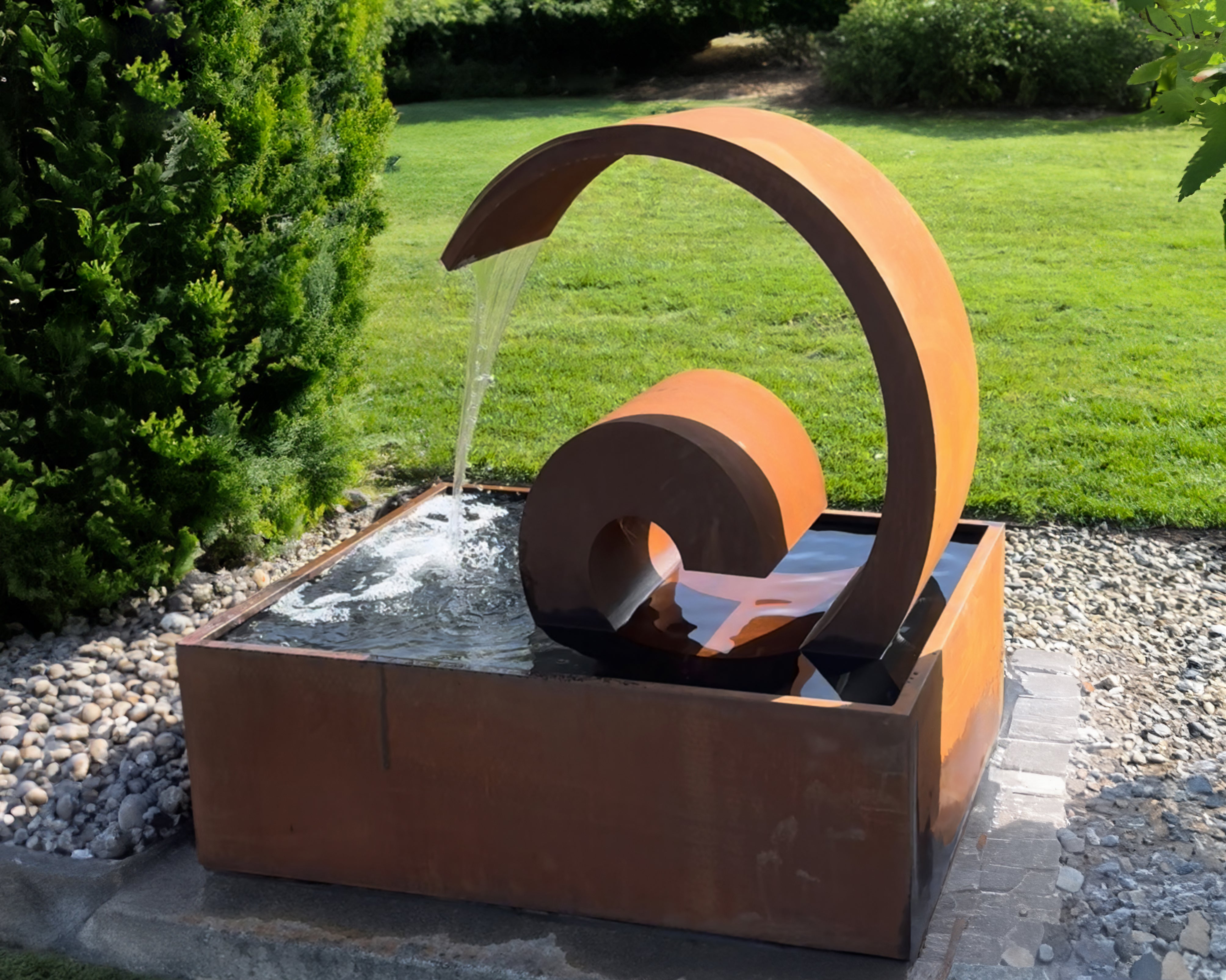Timeless Stream Water Feature - Elegant Corten Steel for Outdoor Relaxation
