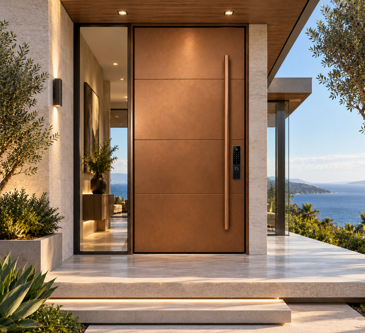 Custom Luxury Metal Entry Door, Modern Front Door, Made to Order Architectural Door, Custom Size & Finish