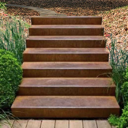 Corten Steel Garden Stairs by H&P Custom Sizes. Made From High Quality Corten Steel.