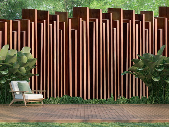 CUSTOM FENCE H&P Building - Contemporary Screens - Metal Outdoor Privacy Panels - Corten Steel Fencing