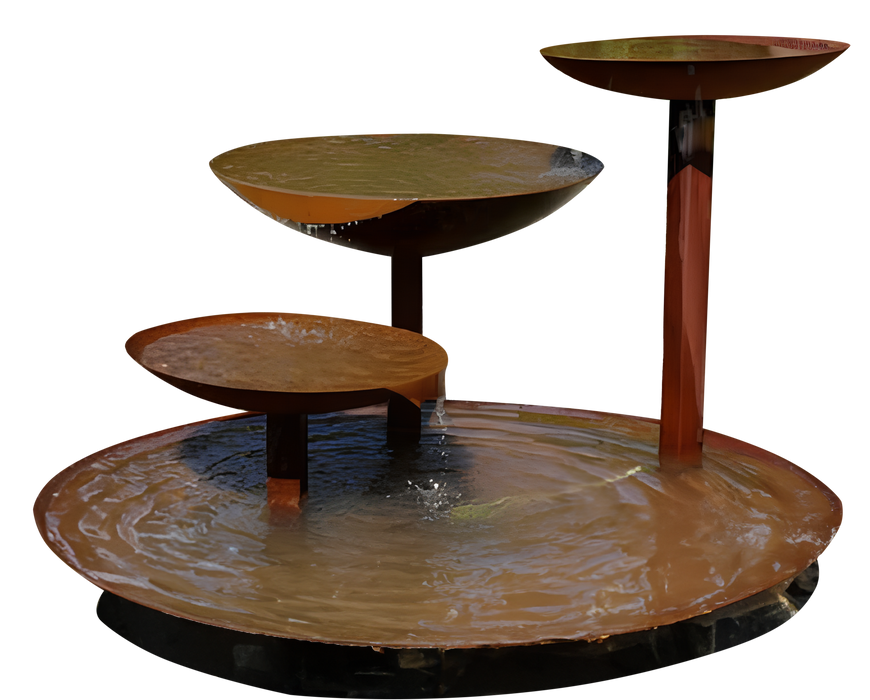 Fountains Corten Steel, Water Feature -  Water Basin,  Double Basin, Water Fountains, Outdoor Fountains Water Fountains - 39" dia 39"H