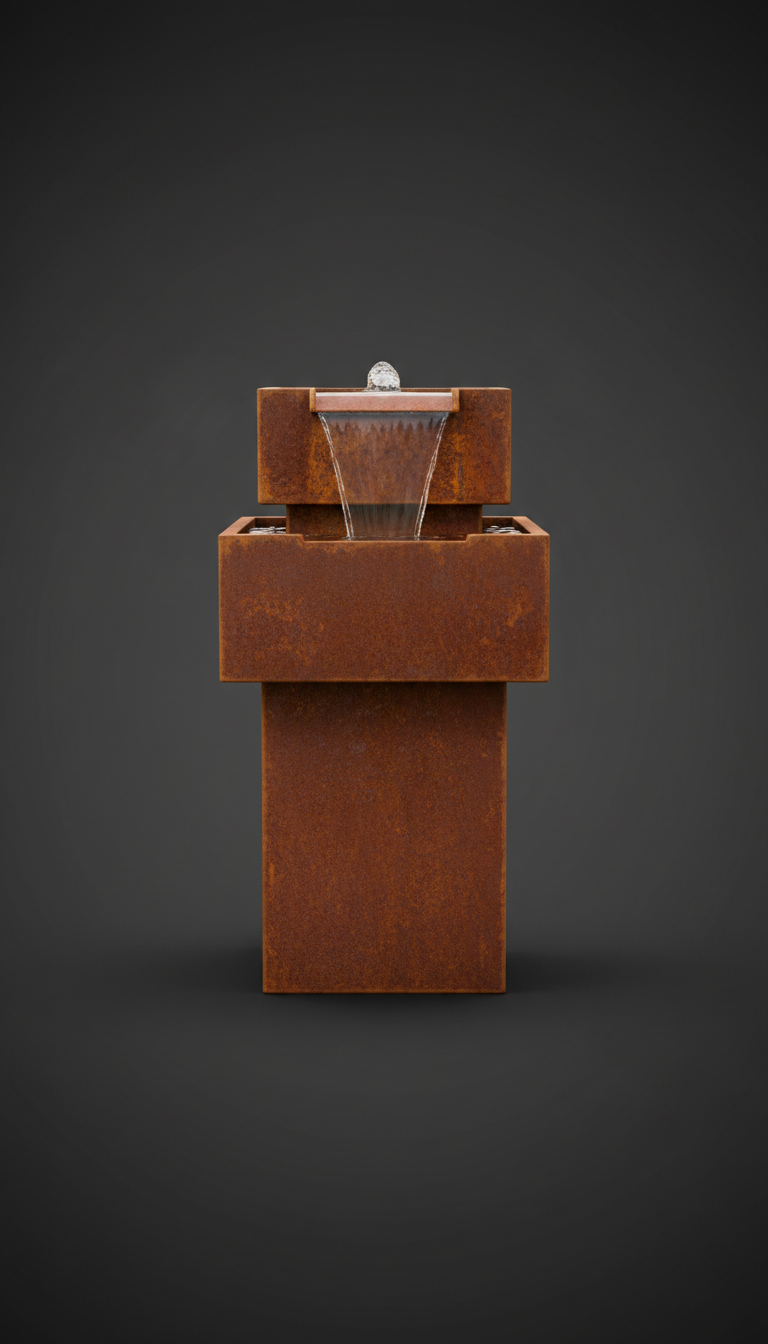 Cascade corten steel fountain
