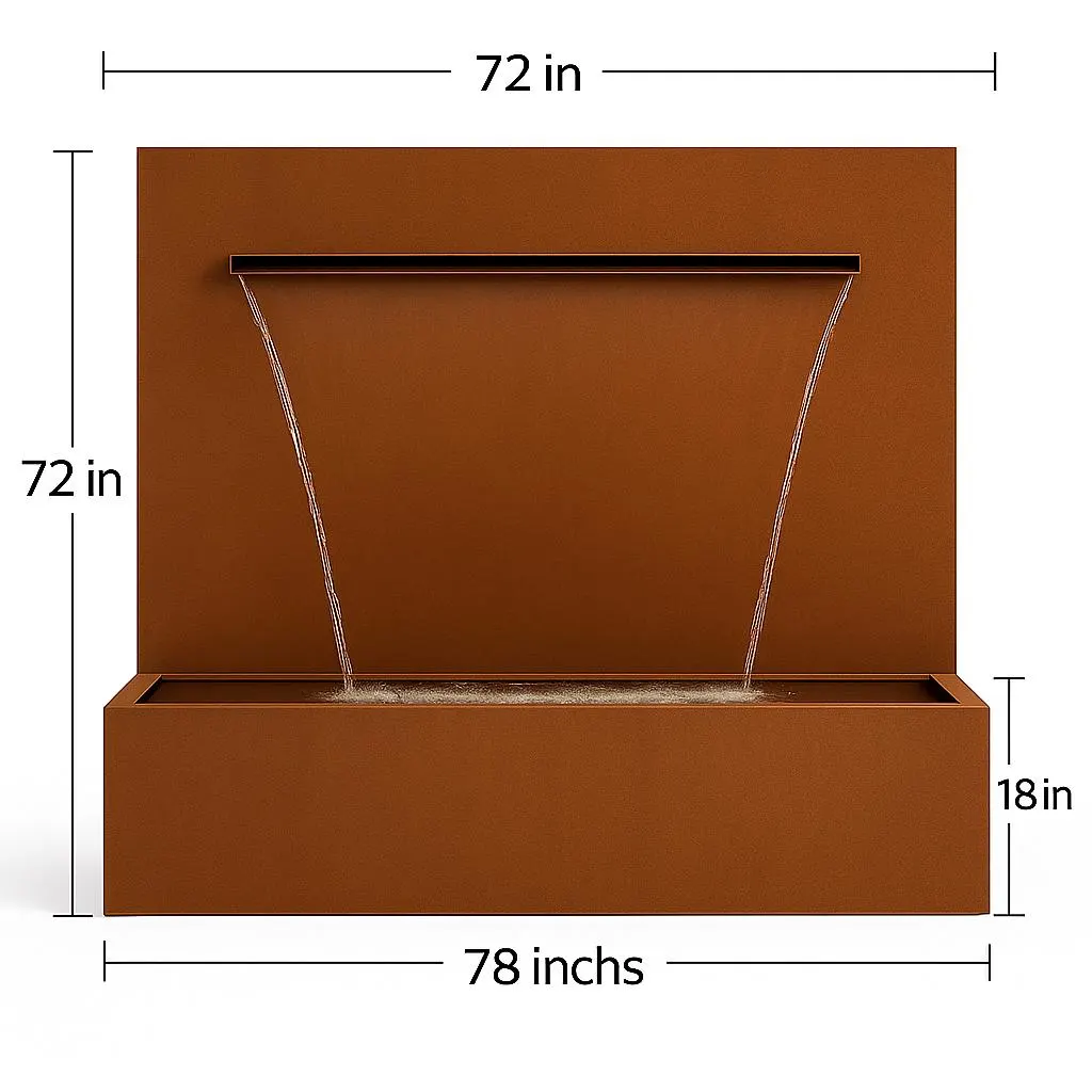 Modern Corten Steel Waterfall Fountain – Outdoor Rust Water Feature for Garden, Patio & Poolside Decor