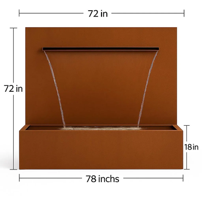 Modern Corten Steel Waterfall Fountain – Outdoor Rust Water Feature for Garden, Patio & Poolside Decor