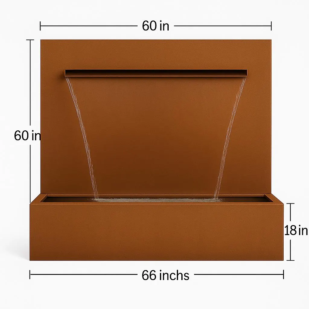 Modern Corten Steel Waterfall Fountain – Outdoor Rust Water Feature for Garden, Patio & Poolside Decor