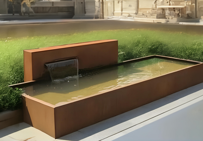 Sculpted Oasis Water Feature - Modern Corten Steel for Outdoor Luxury