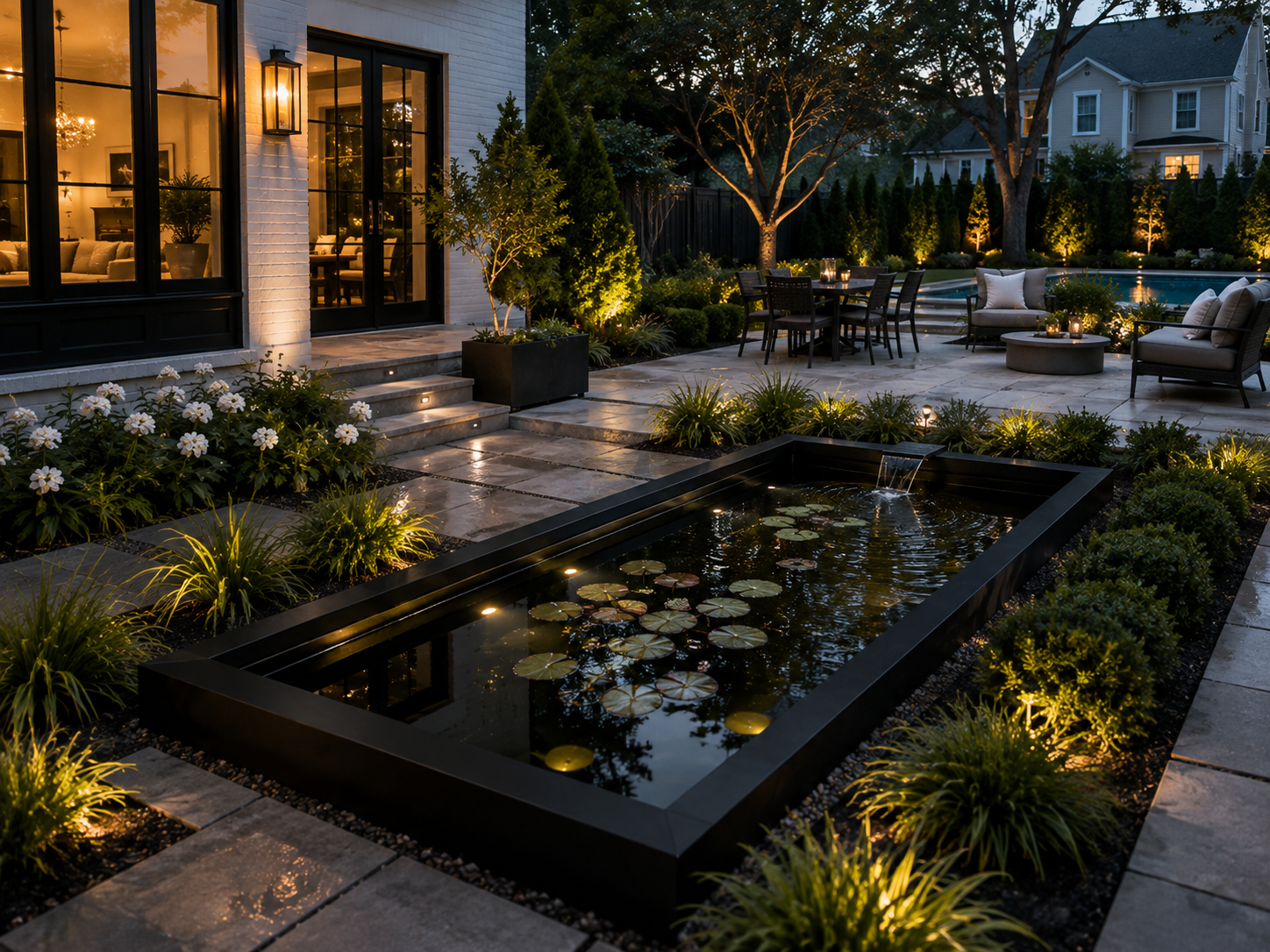 Modern Steel Pond & Outdoor Water Feature – Corten, Black or Stainless