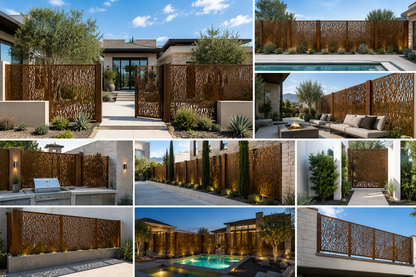 Architectural Corten Steel Privacy Panels – Double Layer Custom Metal Screens – 11 Gauge