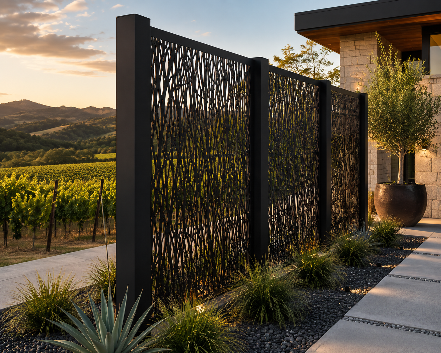 Architectural Corten Steel Privacy Panels – Double Layer Custom Metal Screens – 11 Gauge