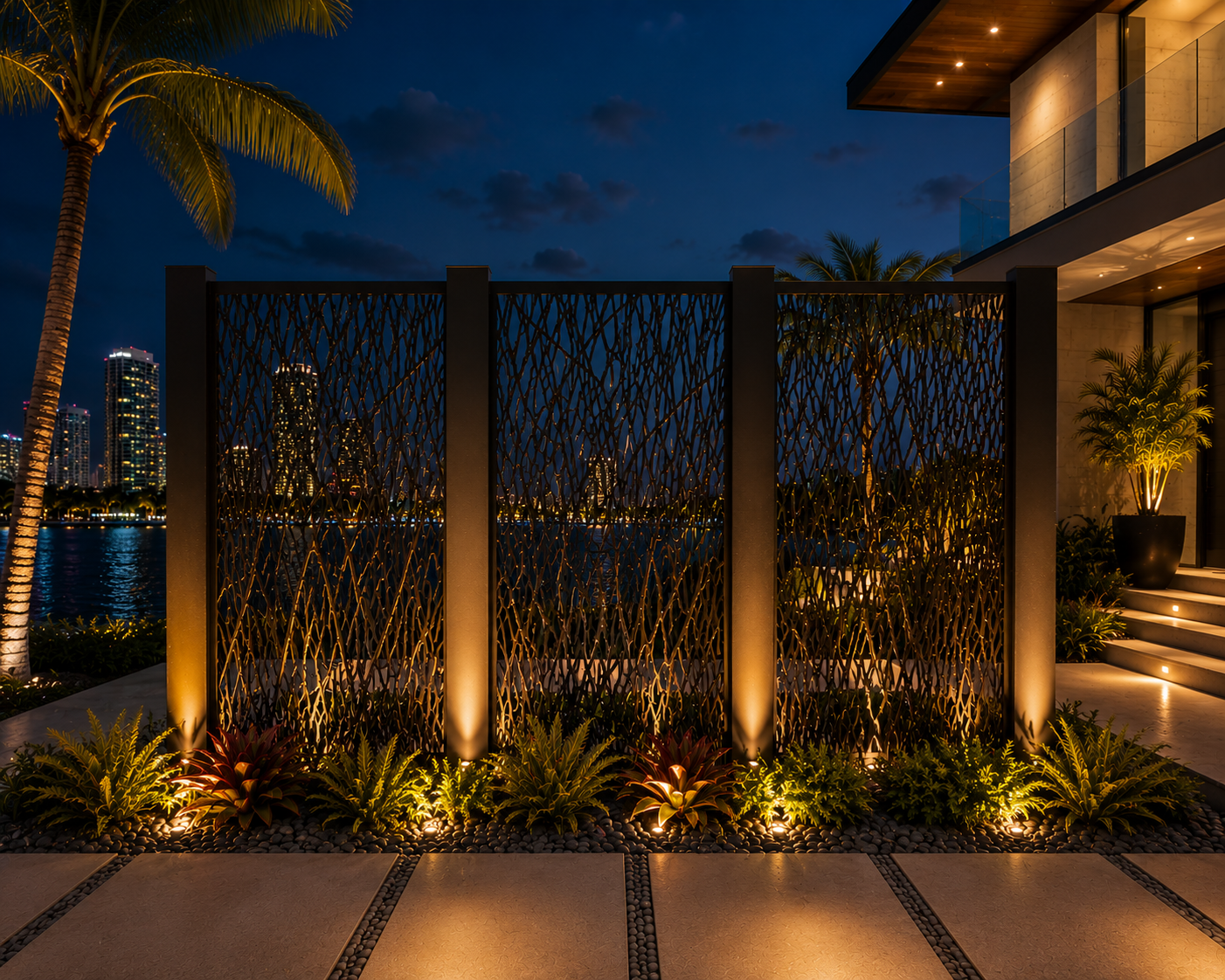 Architectural Corten Steel Privacy Panels – Double Layer Custom Metal Screens – 11 Gauge