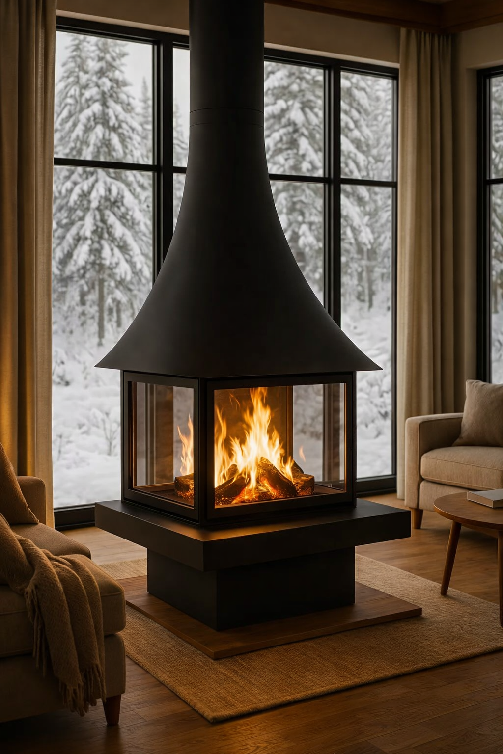 Modern 360 View Steel Fireplace: Indoor/Outdoor Wood Burning Fire Pit