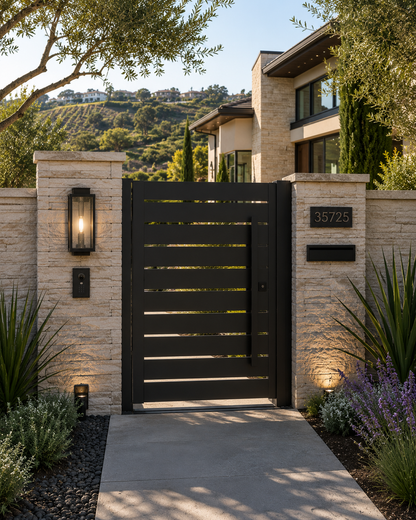 Modern Aluminum Pedestrian Gate | Contemporary Privacy Entry Gate | Made in USA