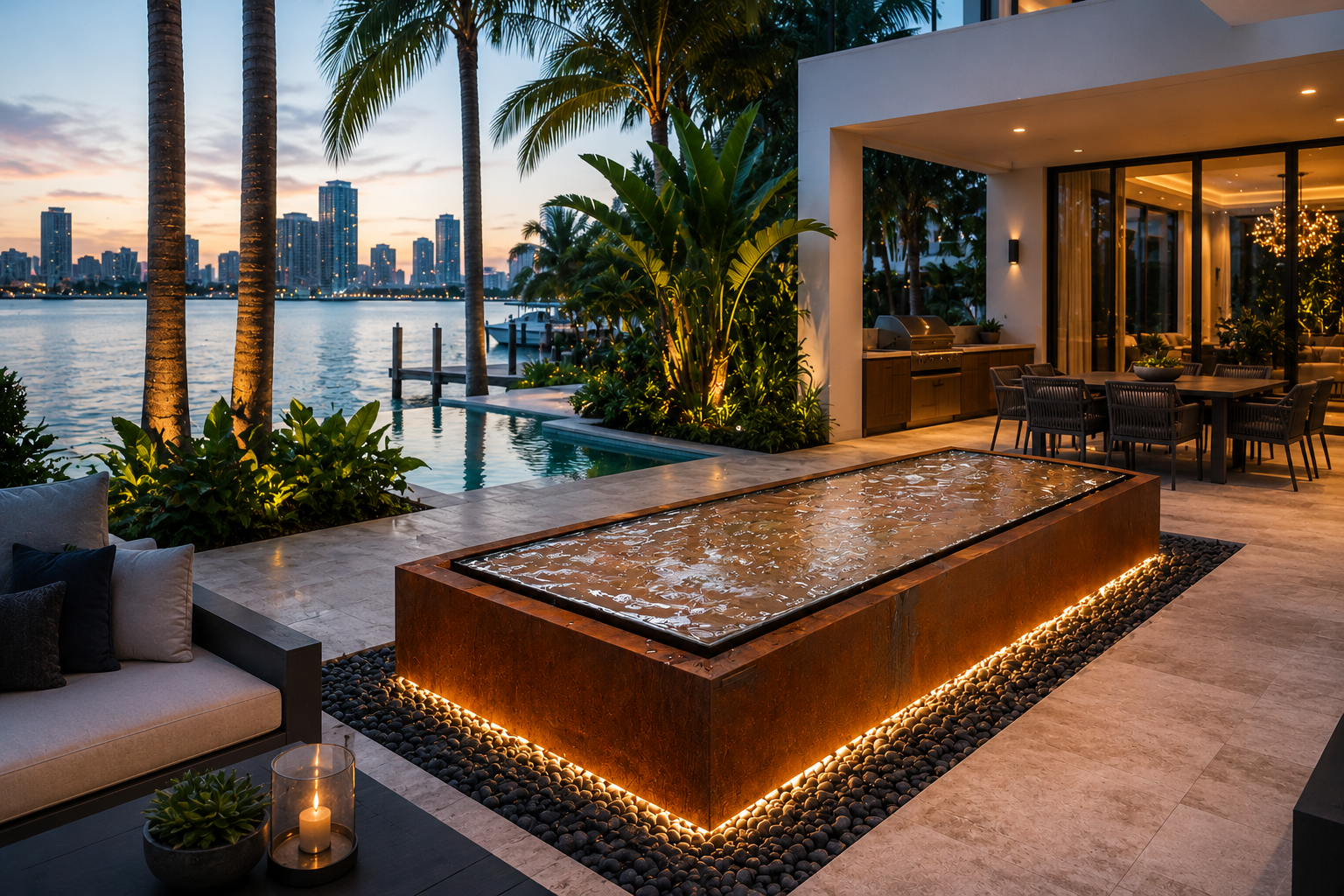 Sunset Stream Water Feature - Modern Corten Steel for Outdoor Elegance