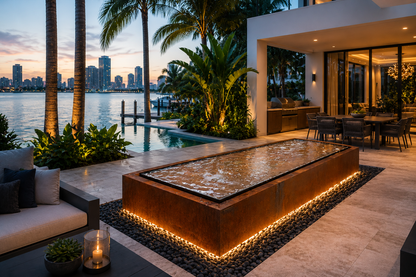 Sunset Stream Water Feature - Modern Corten Steel for Outdoor Elegance