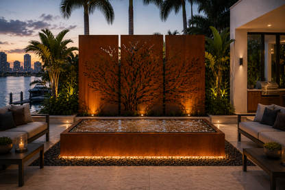 Sunset Stream Water Feature - Modern Corten Steel for Outdoor Elegance