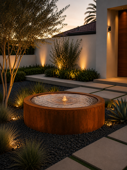 Infinite Patina Water Feature - Timeless Corten Steel Design for Outdoor Elegance