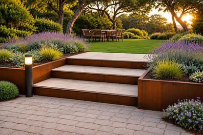 Custom Corten Steel Stair Risers | Landscape Step Edging | Modern Garden Steps