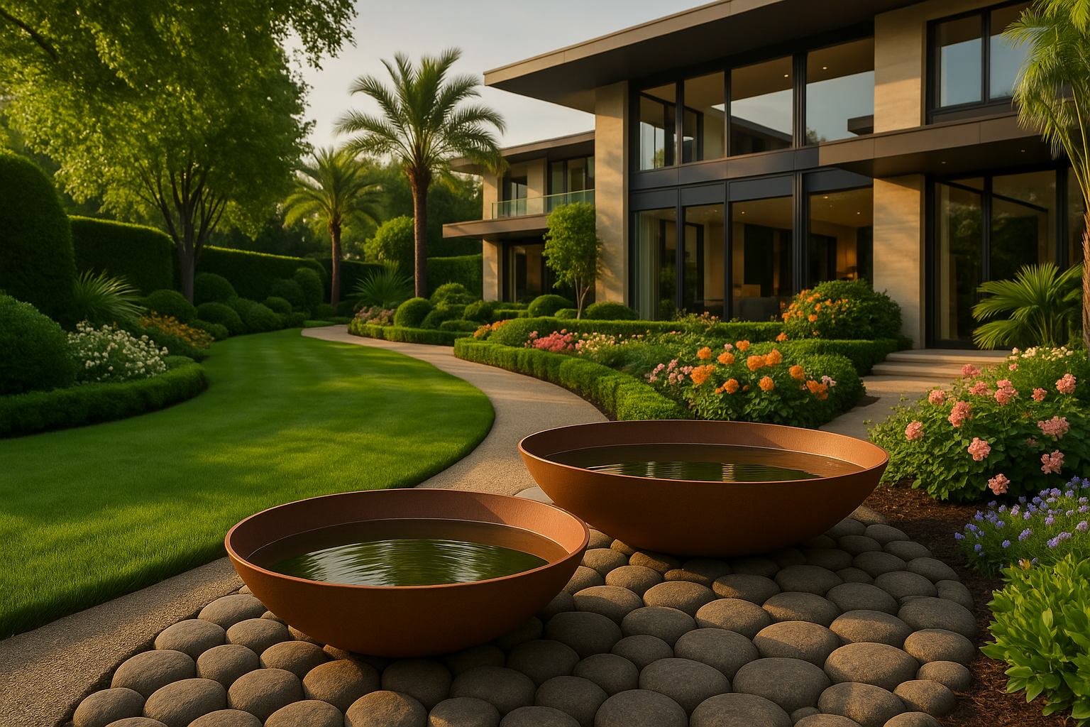Luxury Corten Steel Water Bowl – Durable Reflecting Feature for Outdoor Elegance