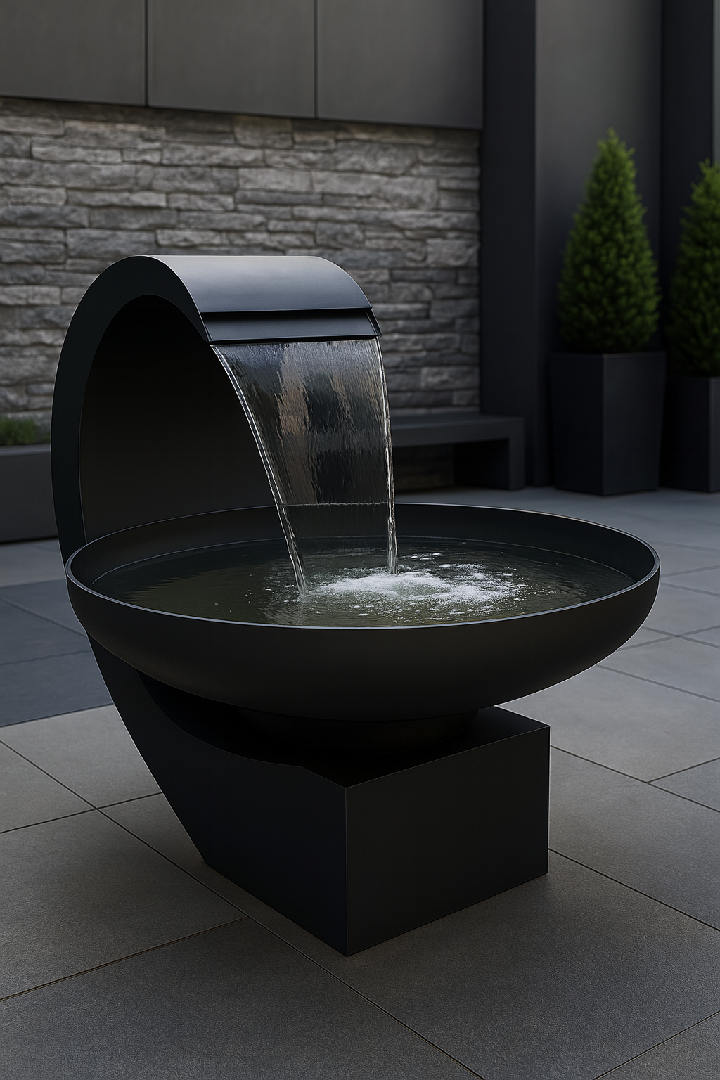 Modern Corten Steel Outdoor Fountain – Circular Bowl Water Feature with Rusted Finish (40" DIA x 16" H)