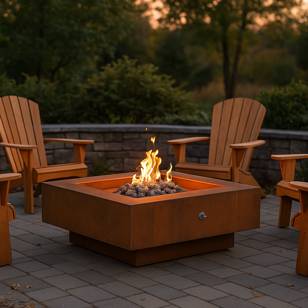 🔥 VULCANO™ – Square Corten Steel Gas Fire Pit