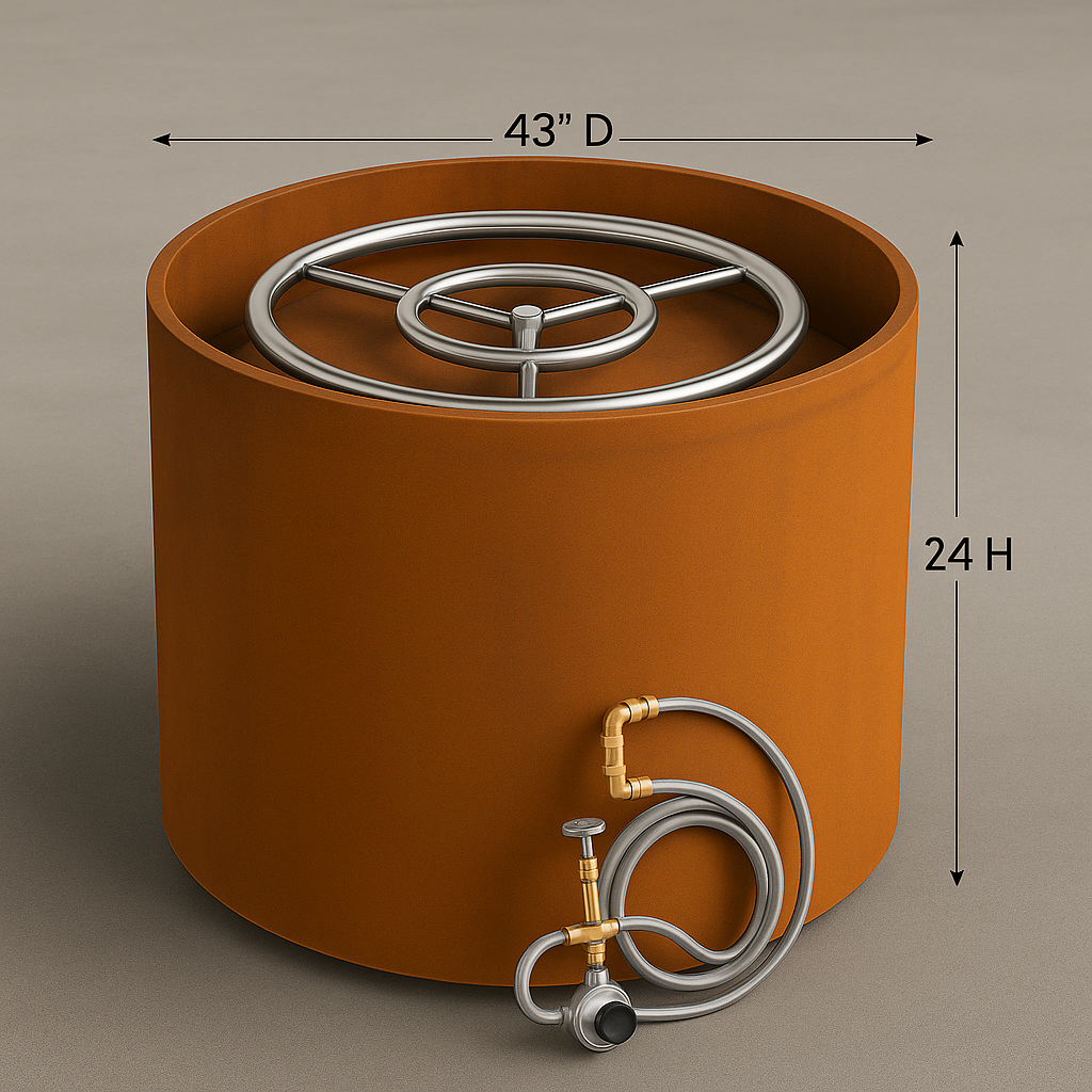 Modern Corten Steel Fire Pit Kit – 43” Round with 24” Height | Nesting Design for Outdoor Elegance by H&P Building