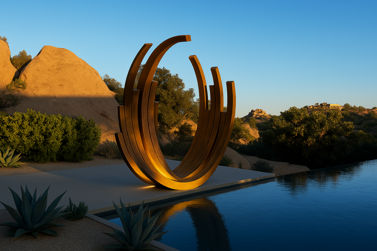 Custom-Made Garden Ring: A Stunning Orb Garden Sculpture in Rusty Corten Steel