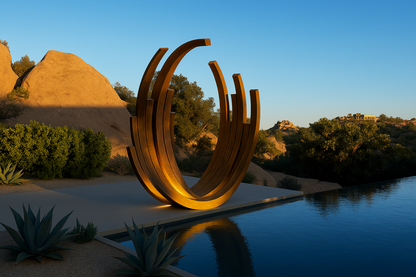 Custom-Made Garden Ring: A Stunning Orb Garden Sculpture in Rusty Corten Steel
