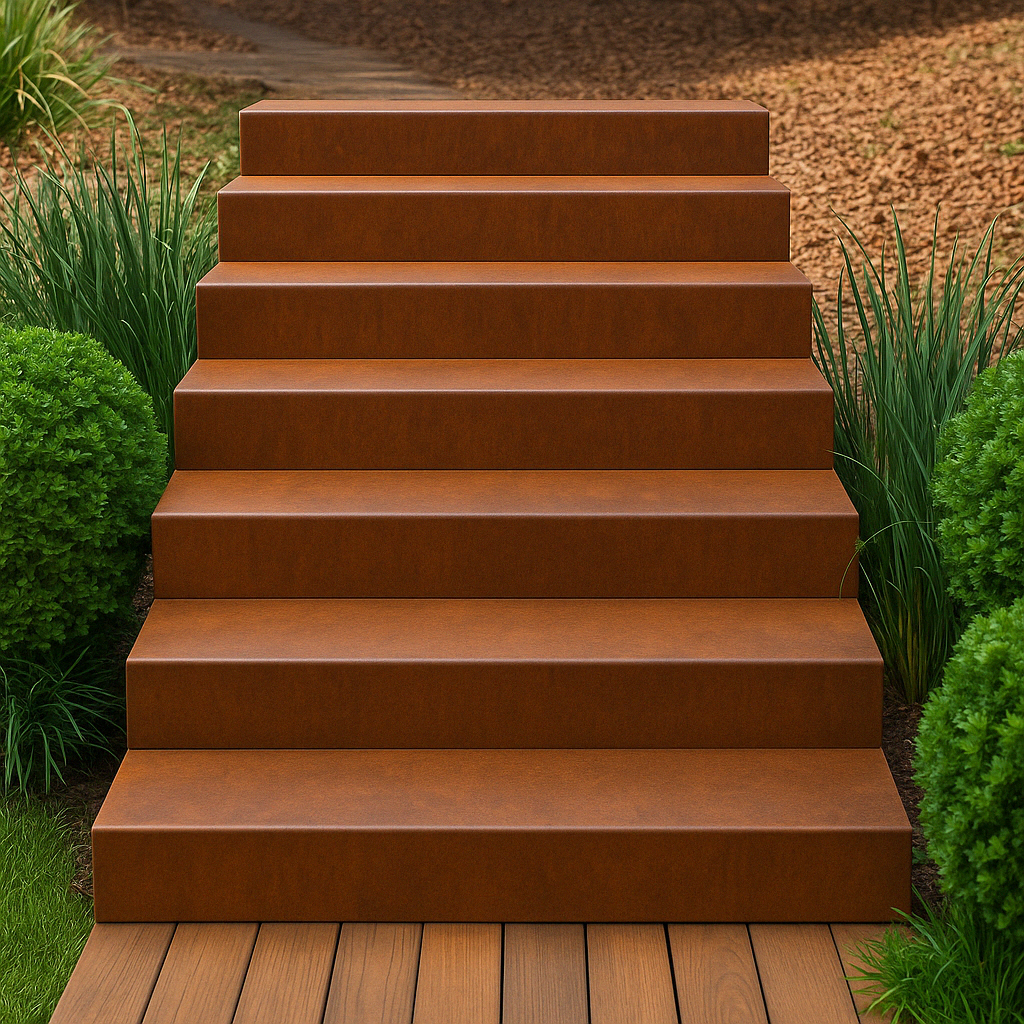 Modern Corten Steel Garden Steps – Custom-Made in the USA by H&P Building