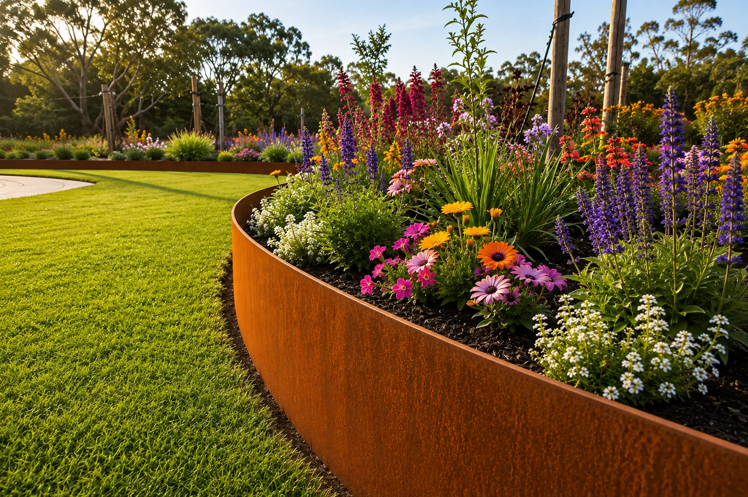 Custom-Made Corten Steel Flexible Lawn Edging – Durable, Stylish, and Perfectly Tailored