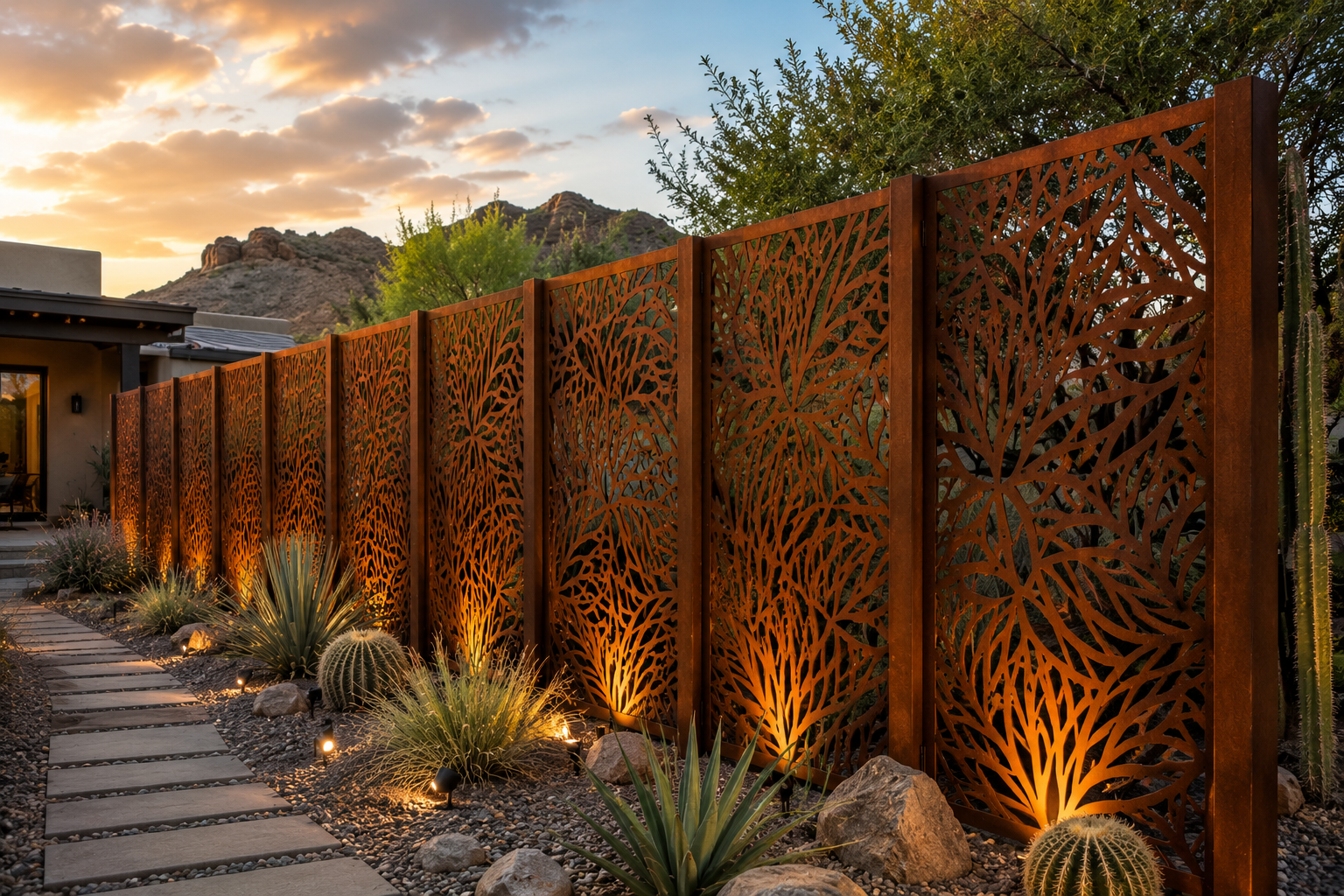 Custom Corten Steel Privacy Panels | Modern Outdoor Privacy Screens | Made in USA