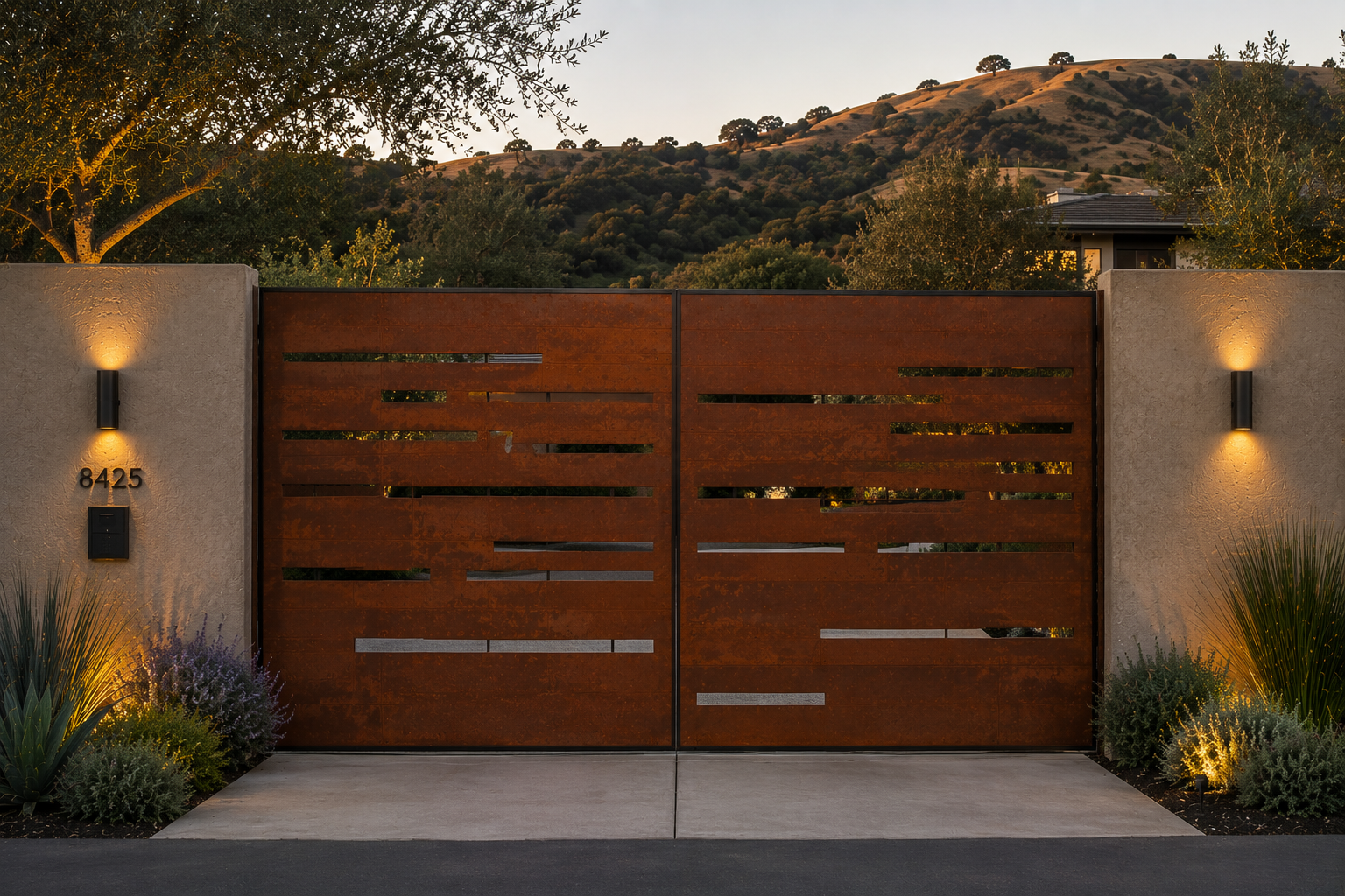 Horizon Modern Corten Steel Driveway Gate