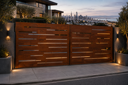 Horizon Modern Corten Steel Driveway Gate