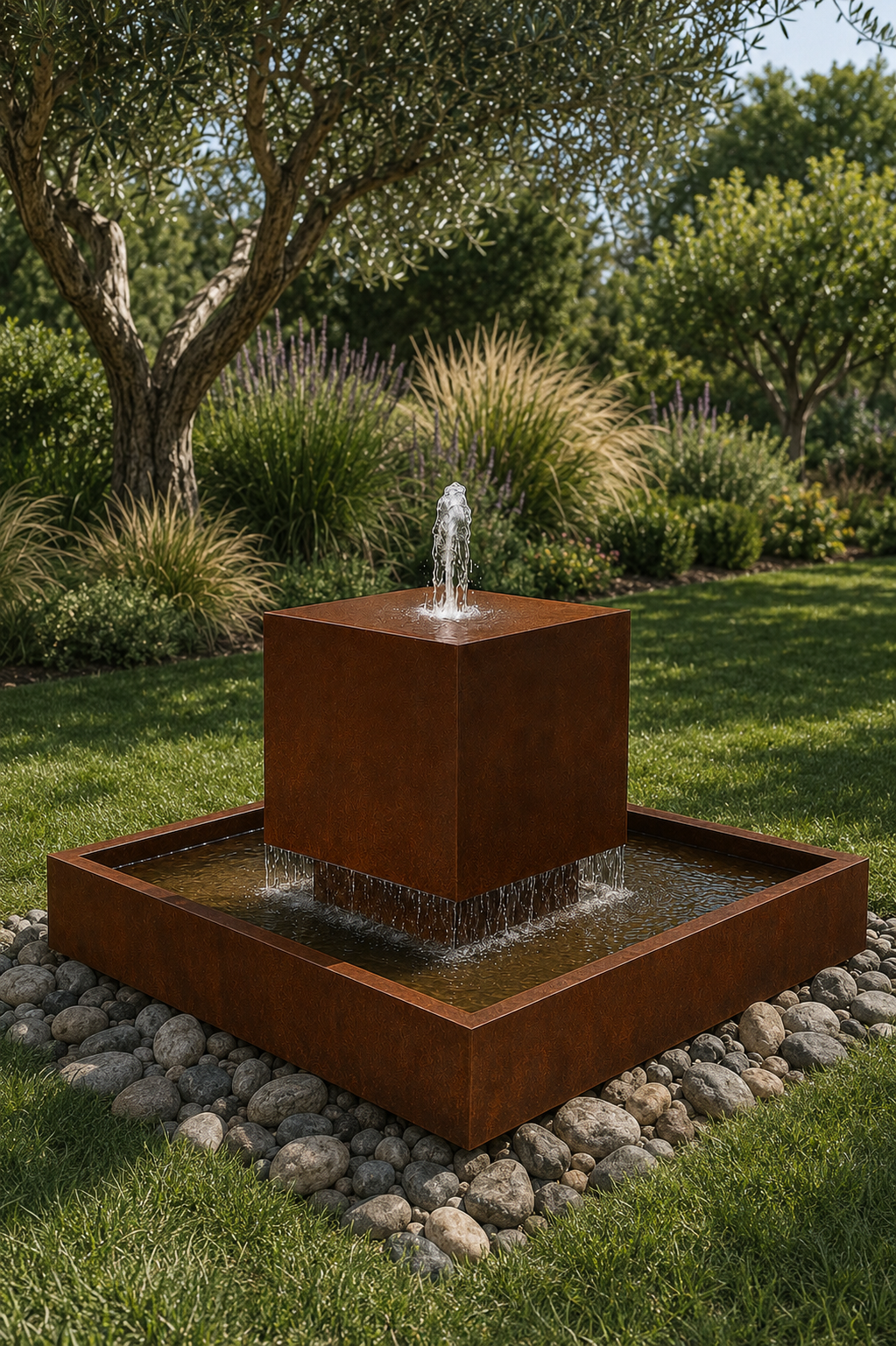 Ember Basin Water Feature - Contemporary Corten Steel for Outdoor Elegance