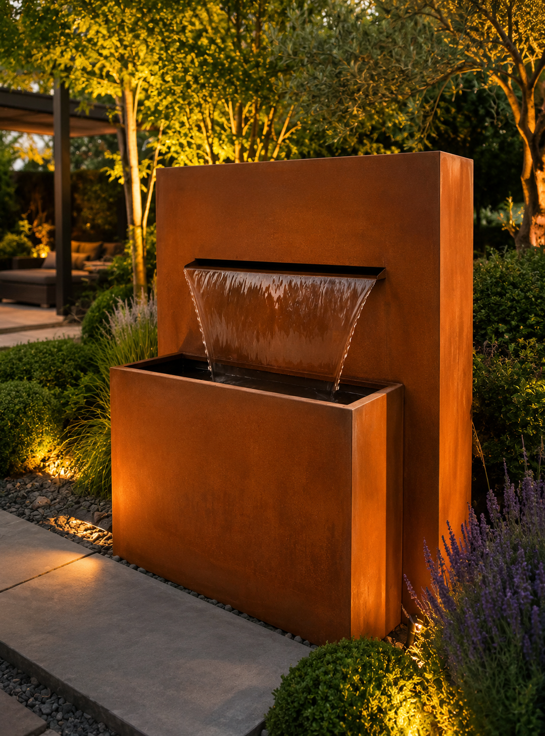 Horizon Cascade Water Feature - Corten Steel Elegance for Outdoor Serenity