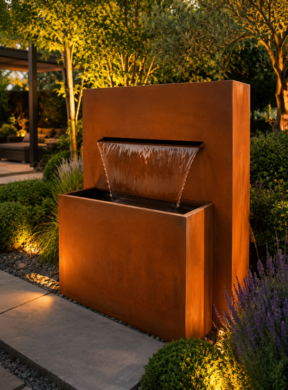 Horizon Cascade Water Feature - Corten Steel Elegance for Outdoor Serenity